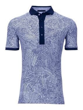 Greyson Navy and White Geometric Print Polo